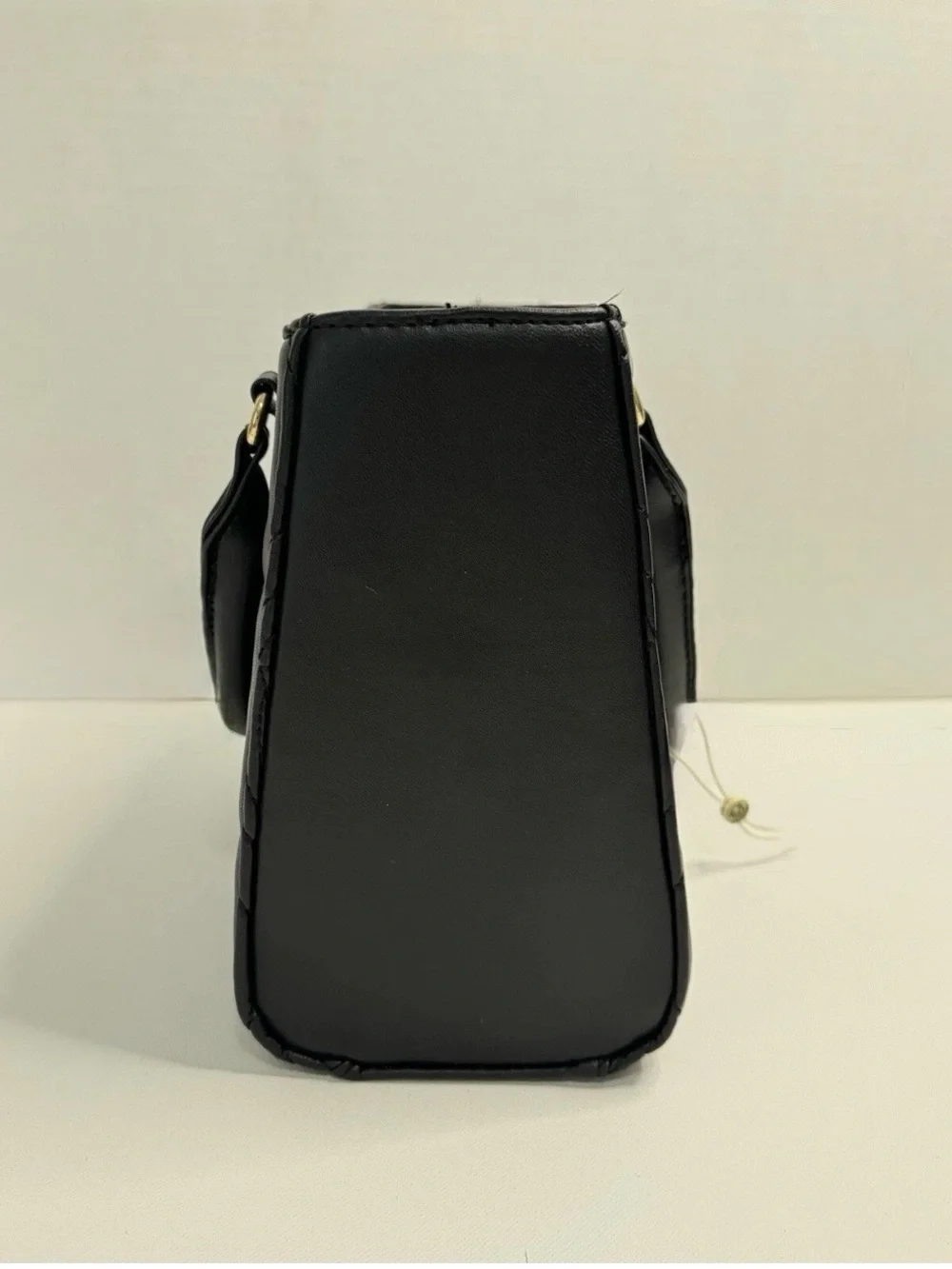 Valentino Orlandi Black Quilted Vegan Leather Satchel with Gold Logo Charm NWT
